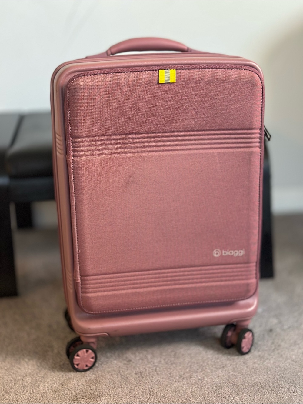 BIAGGI Dust Pink Carry-On Luggage Smart Expandable Suitcase